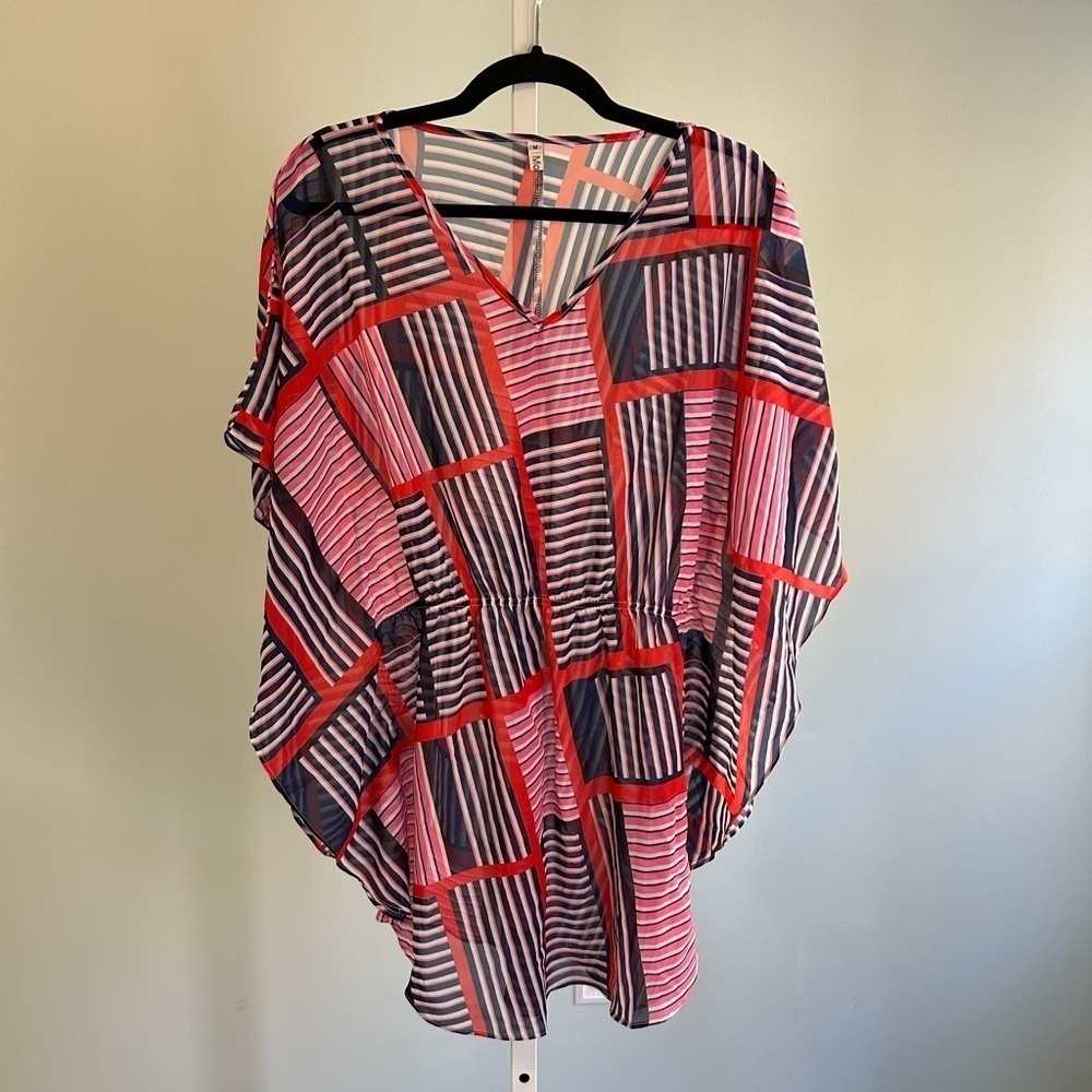 Sheer Geometric Tunic Beach Coverup